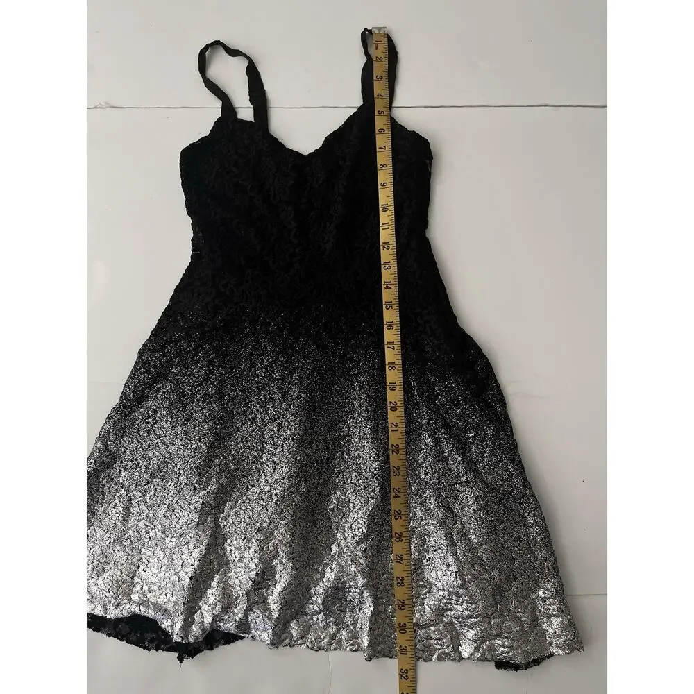 Free People Dress Women S Black Silver Lace Fit & Flare Mini Party New Years